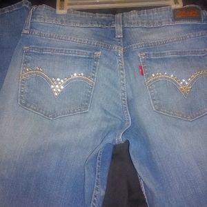 Women embellished Levi jeans